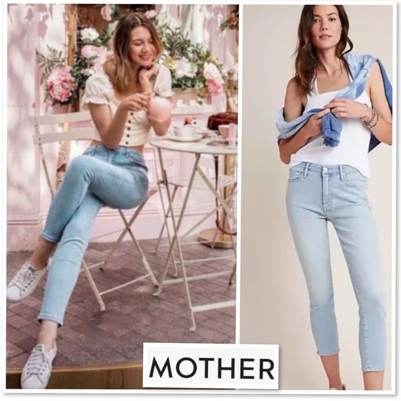 MOTHER The Looker Crop High-Rise Jeans in Swimming Pool Sunday Size 26 - Picture 2 of 16